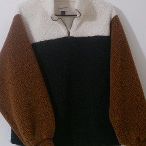 Universal Thread Color Block Teddy Bear Fleece Sweater